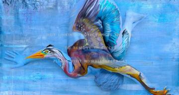 Body Paint Art Original Bird Beautiful Girl