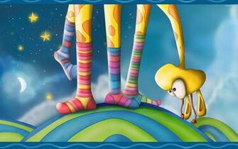 Giraffe With Colored Socks Wallpaper Funny