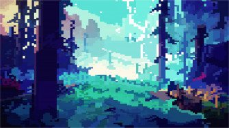 Pixelated Pixel Art Nature Trees HD Wallpaper