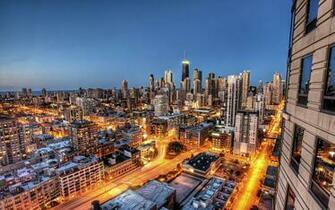 Chicago Illinois City Night Skyscraper Skyscrapers