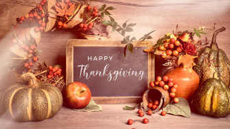 A Beautiful Thanksgiving Dinner With An Autumn Bouquet Of