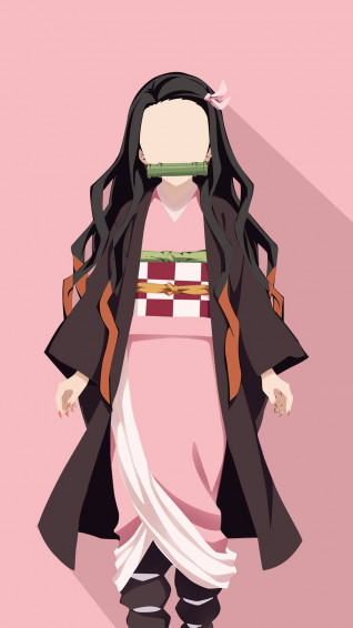 Nezuko Embracing A Gentle Embrace In Pink Kimono