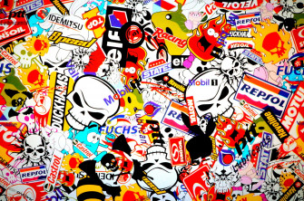 Colorful Sticker Bomb Explosion HD Wallpaper