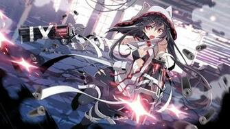 Brunette Firing Her Guns Wallpaper