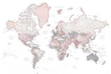 World Map With Cities Elegant Wall Mural Photowall