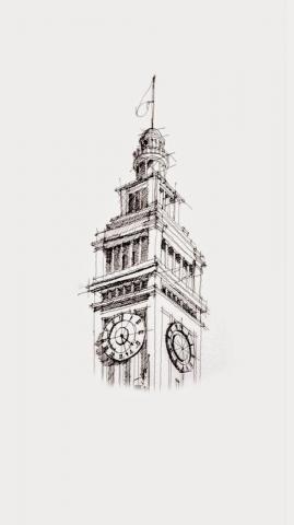 Big Ben Sketch Art Drawn iPhone Wallpaper