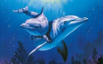 Dolphins Underwater Ocean Sea Wallpaper Background