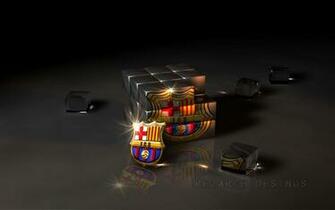 Barcelona Fc Logo In Cubic Glass HD Wallpaper Full