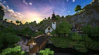 Games Minecraft Home At Sundown Wallpaper