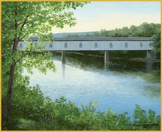 June Wallpaper Covered Bridge Art Lang Deskt