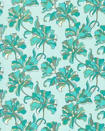 Wallpaper Floral Design Flowers Textured Vinyl Turquoise