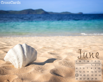 June Seashell Desktop Calendar Wallpaper