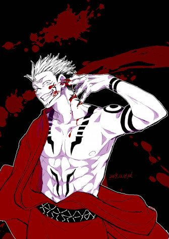 Jujutsu Kaisen S Sukuna In Red Yukata Wallpaper