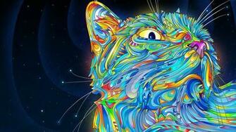 Trippy Cat WqHD Wallpaper