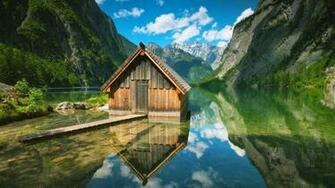 Hut In Een Meer De Bergen HD Wallpaper
