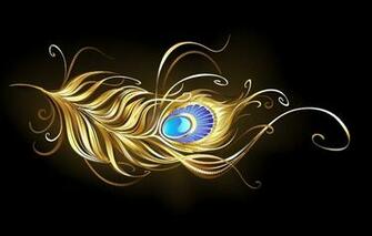 Wallpaper Abstraction Stone Golden Feather Image For Desktop