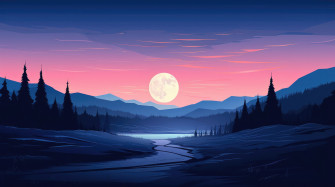 Evening Landscape In Minimalist Style Wallpaper HD Artist 4k