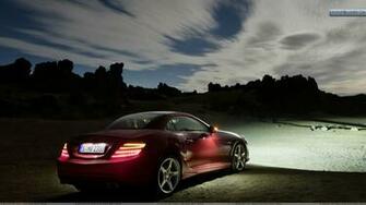 Back Pose Of Red Mercedes Benz Slk Wallpaper