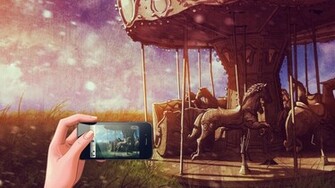 Amusement Park Cellphones Artwork Bracelets Merry Go Round Wallpaper