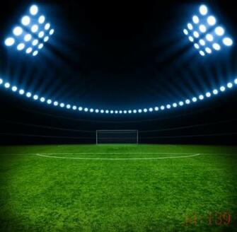 Dark Blue Spots Light Stadium Soccer Green Football Field