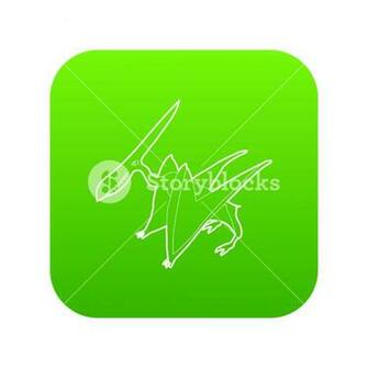 Pterodactyl Icon Green Isolated On White Background Royalty
