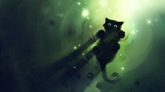 Cute Black Cat Spring Wallpaper