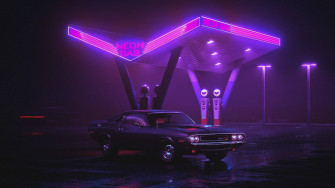 Aesthetic Purple Neon Computer Wallpaper