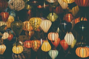 White And Red Paper Lanterns Photo Vietnam Image