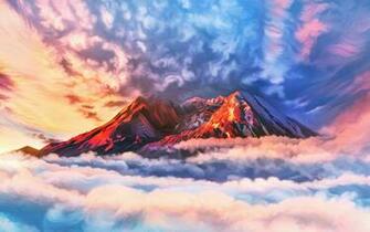 Mountain Above Clouds Background HD Wallpaper
