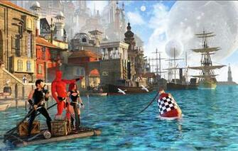 Wallpaper Sea The Sky Water City People Ship Planet
