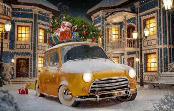 Wallpaper Winter Auto Snow Snowflakes Yellow Abstraction