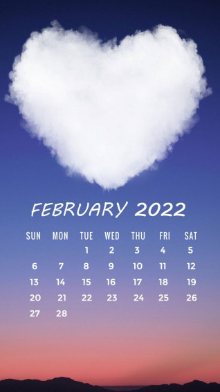February Wallpaper Calendar With Valentines Day Background
