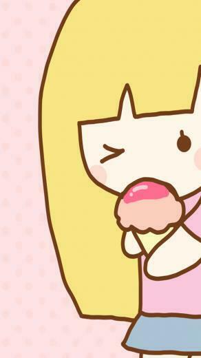 Cartoon Girl Eating Ice Cream Cones iPhone Wallpaper