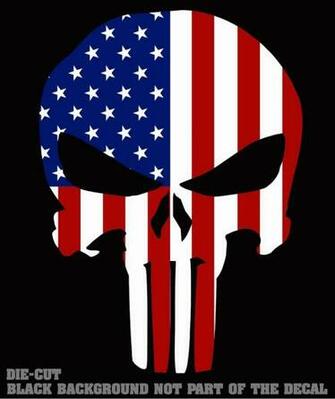 Punisher Skull American Flag Sticker Decal Tactical Military Us