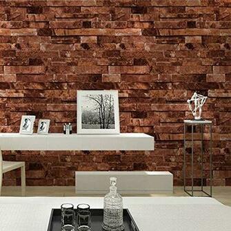 Modern Faux Brick Stone Textured Wallpaper Roll Red Multi 3d