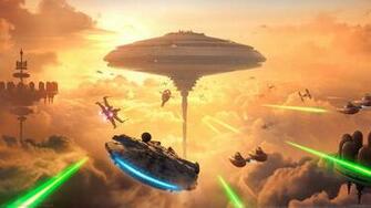 Star Wars Millennium Falcon Digital Wallpaper
