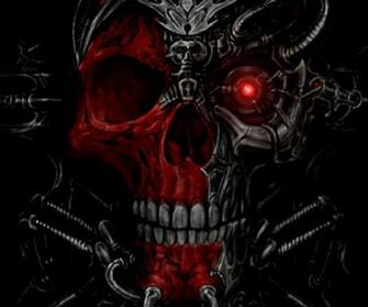 Cyborg Skull Red Galaxy S2 Wallpaper