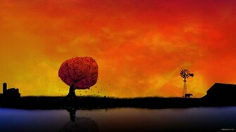 Wallpaper Falling Leaves Moving Screensaver Sunset Hires