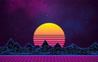 Wallpaper The Sun Sky Mountains Music Stars Neon Space