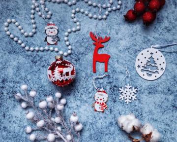 Assorted Christmas Decors On Blue Surface Photo Accessories