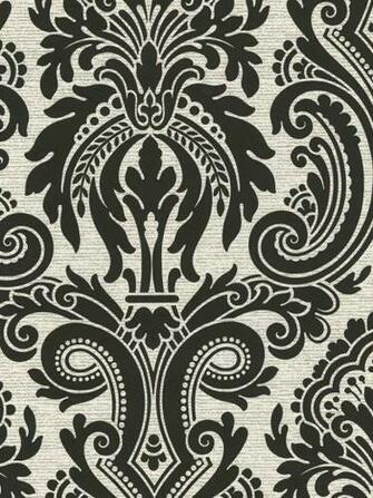 Black Scroll Damask Wallpaper Traditional