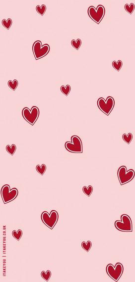 Red Hearts On A Pink Background iPhone Wallpaper