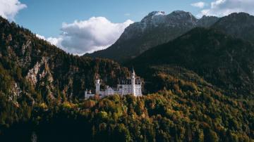 Wallpaper Landscape Forest Mountains Castle Clouds