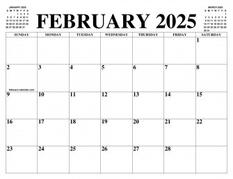 February Calendar Printable Full Size Wallpaper