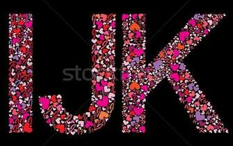 Letter I J K Valentine Alphabet Vector Illustration Sweet