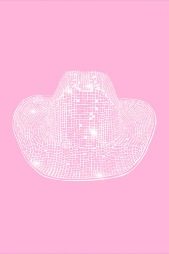 Printable Light Pink Disco Cowboy Hat Wall Art Cowgirl In