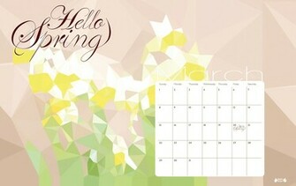 March Calendar Printable Hello Spring Papier Bonbon