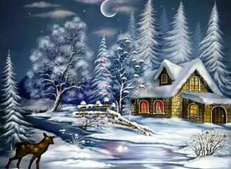 Winter Cabin Wallpaper