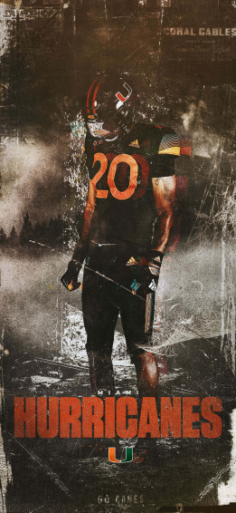 The Miami Hurricanes Football Team In Action Wallpaper