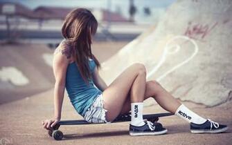 Girl Sits On A Skateboard Wallpaper And Image